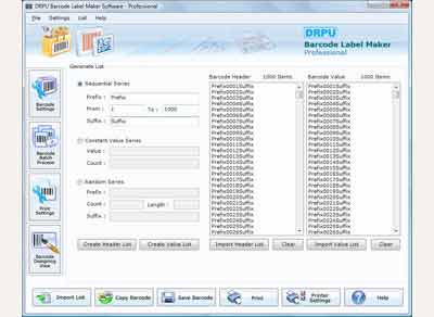 Create barcode in sequential series