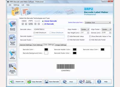 Make linear barcode using codabar standard