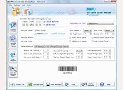 Barcode general settings