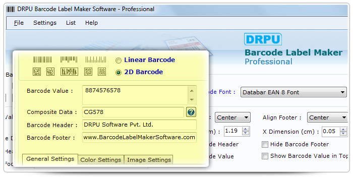 Barcode label Maker Software Designed Databar EAN 8 Font 