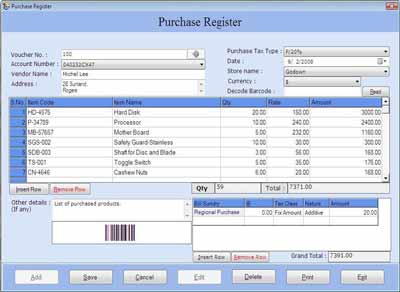 Maintain Purchase Register