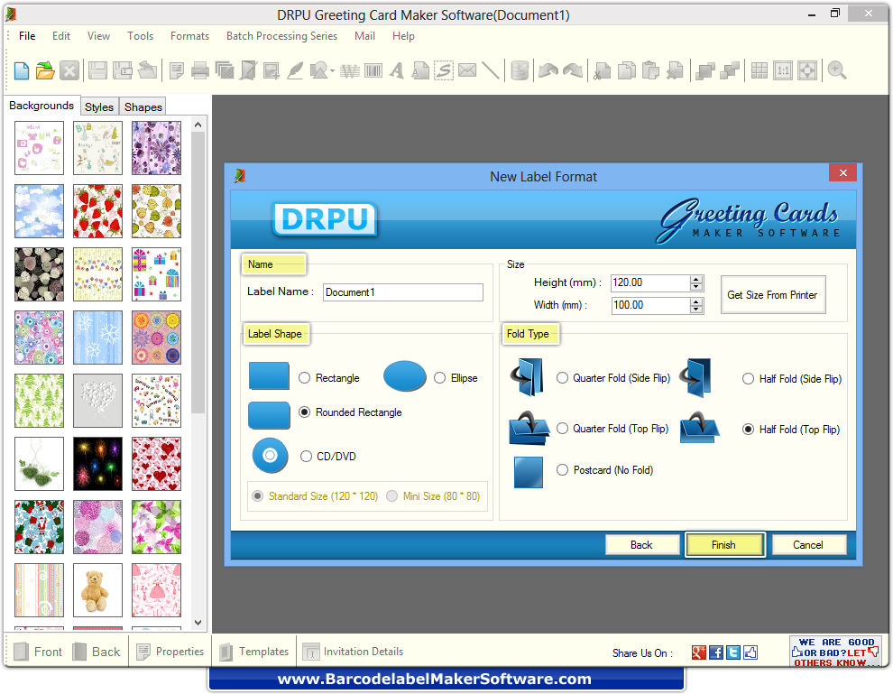Greetings card maker software screenshots to learn designing process