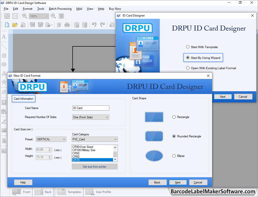 Watch ID card maker Software screenshots to design identity card