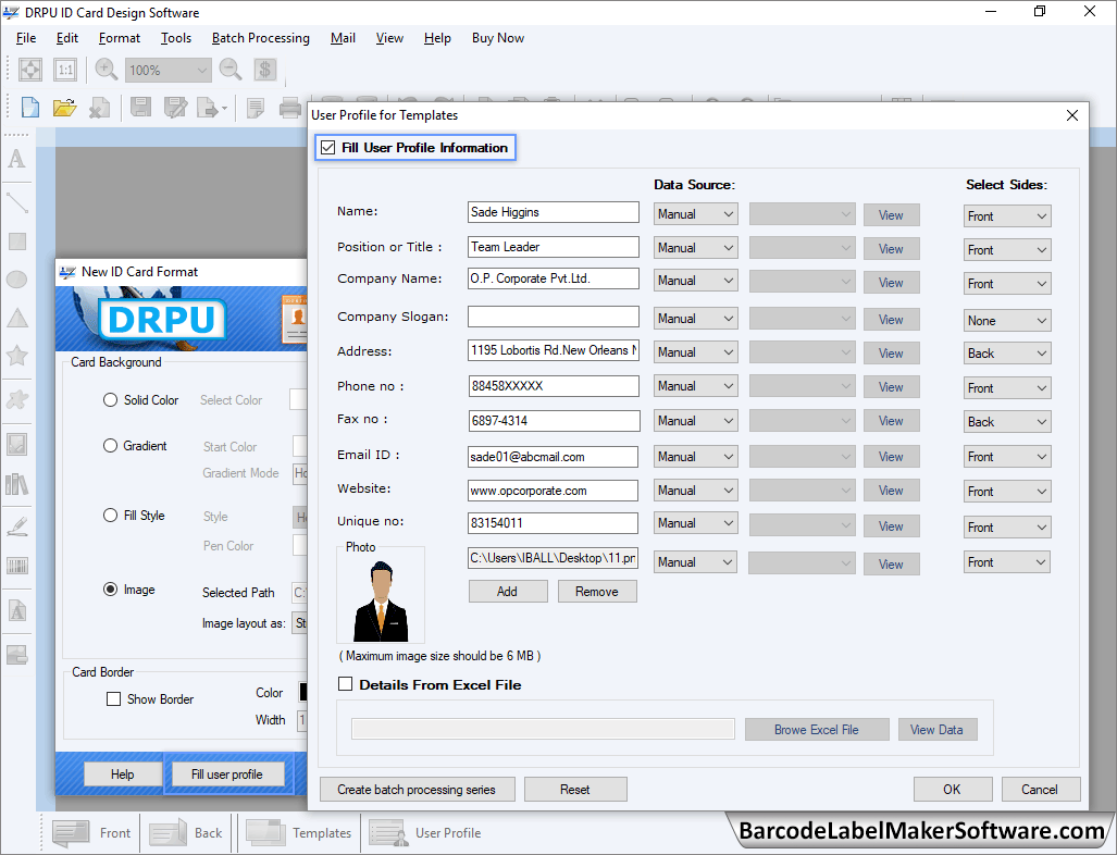 Watch ID card maker Software screenshots to design identity card