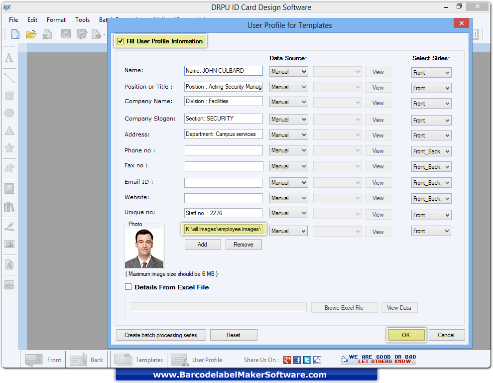 Watch ID card maker Software screenshots to design identity card