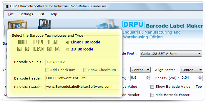 Barcode label Maker Software Designed Code 128 Set A Font