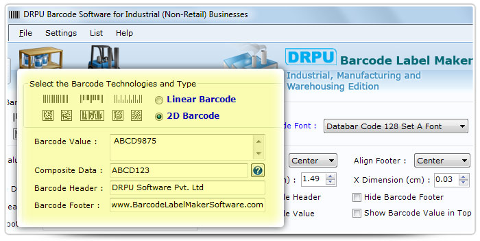 Barcode label Maker Software Designed Databar Code 128 Set A Font