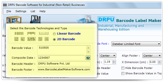 Barcode label Maker Software Designed Databar Limited Font