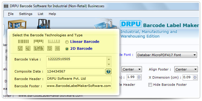 Barcode label Maker Software Designed Databar MicroPDF 417 Font