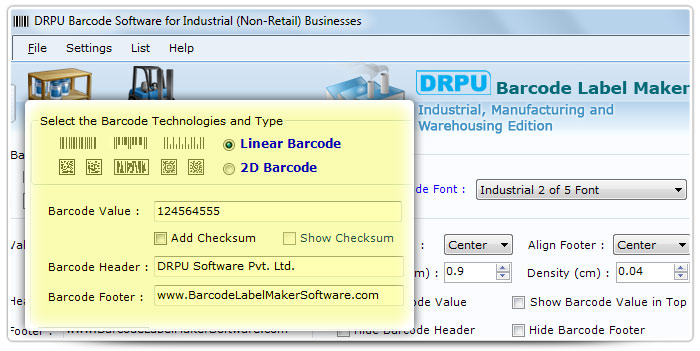 Barcode label Maker Software Designed Industrial 2 of 5 Font