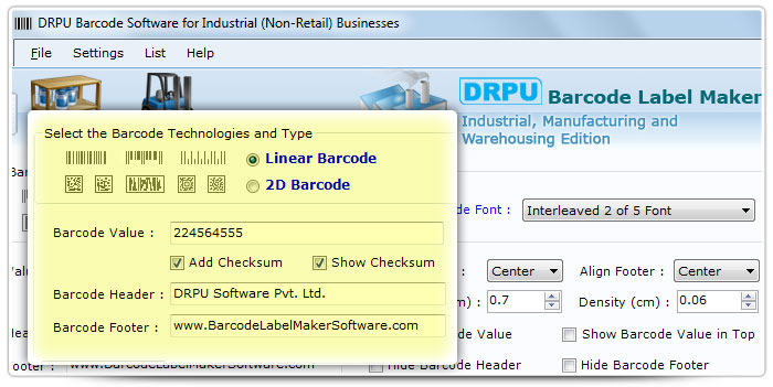 Barcode label Maker Software Designed Interleaved 2 of 5 Font