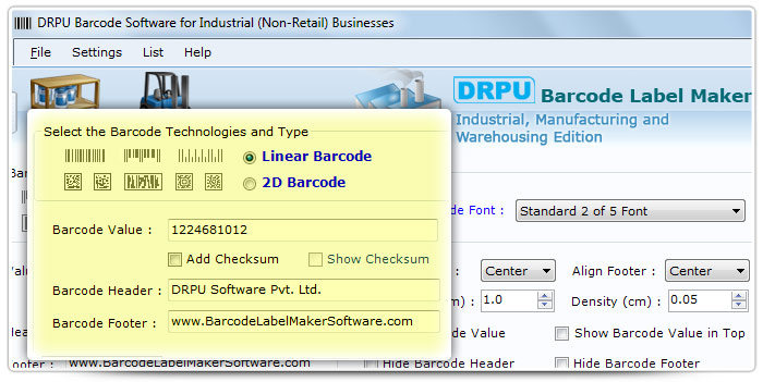 Barcode label Maker Software Designed Standard 2 of 5 Font