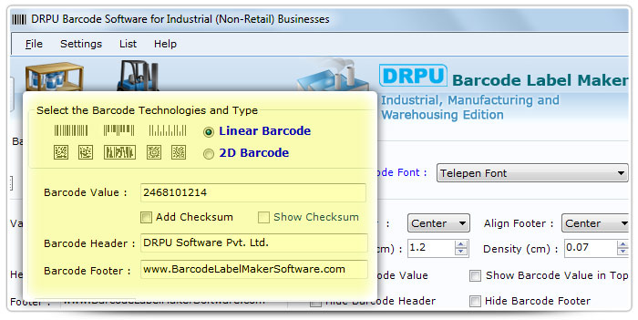Barcode label Maker Software Designed Telepen Font