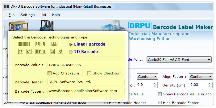 Barcode label Maker Software Designed Code39 Full ASCII Font