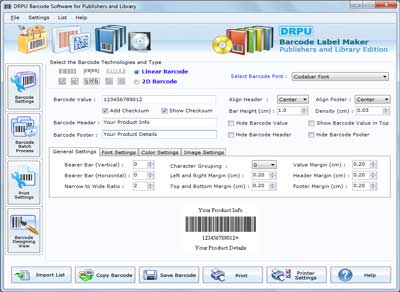 Make barcodes for publisher and Library card
