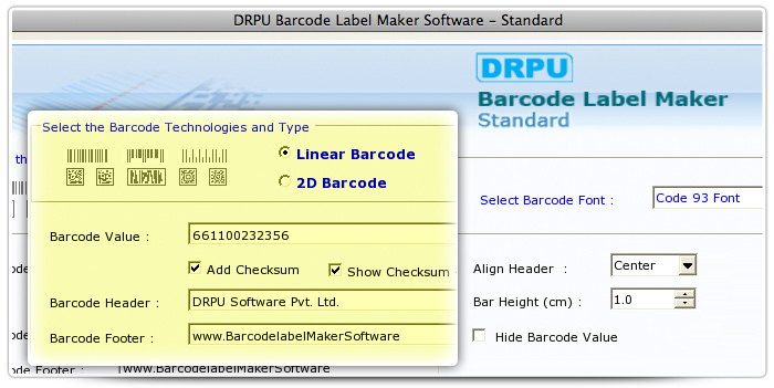 Barcode label Maker Software Designed Code 93 Font