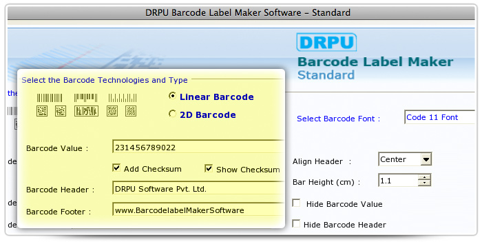 Barcode label Maker Software Designed Code11 Font