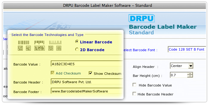 Barcode label Maker Software Designed Code 128 Set B Font