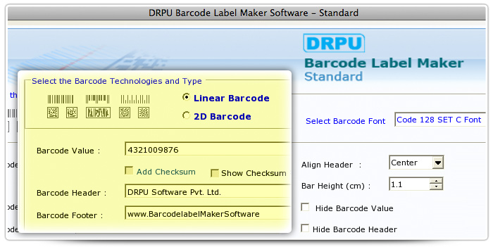 Barcode label Maker Software Designed Code 128 Set C Font