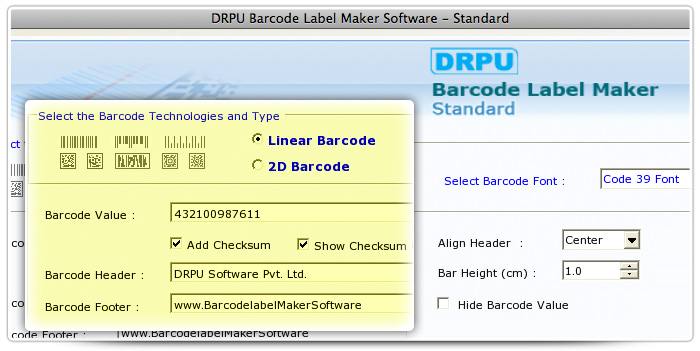 Barcode label Maker Software Designed Code 39 Font