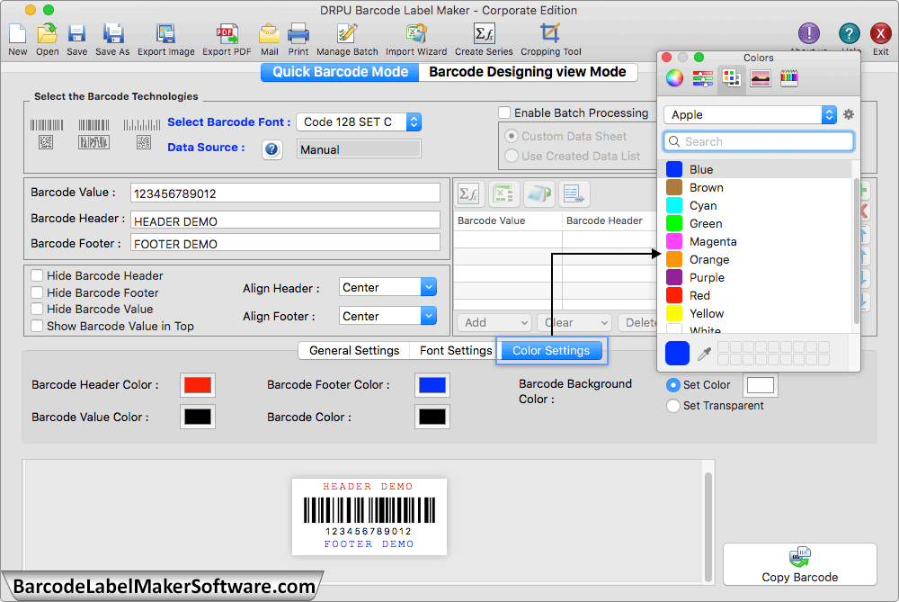 MAC Barcode Software - Corporate Edition