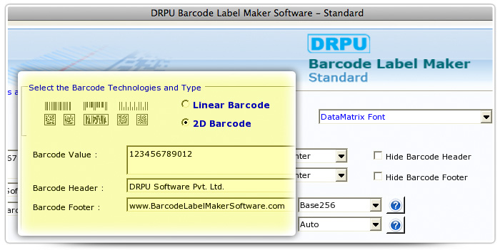 Barcode label Maker Software Designed DataMatrix Font