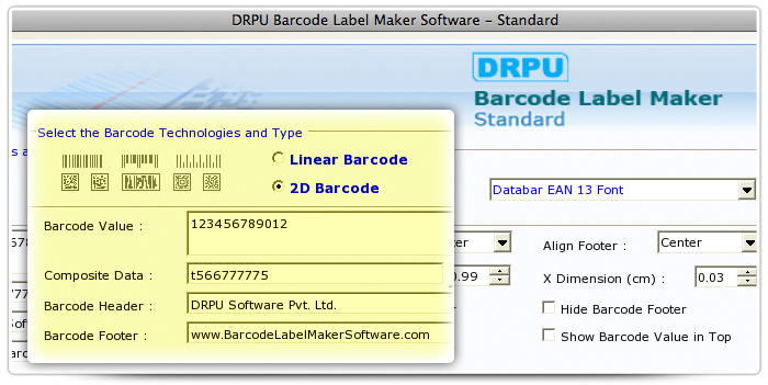 Barcode label Maker Software Designed Databar EAN 13 Font