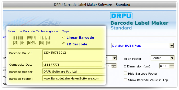 Barcode label Maker Software Designed Databar EAN 8 Font