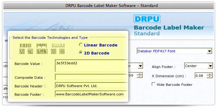 Barcode label Maker Software Designed Databar PDF417Font