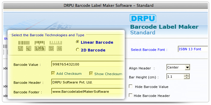 Barcode label Maker Software Designed ISBN 13 Font