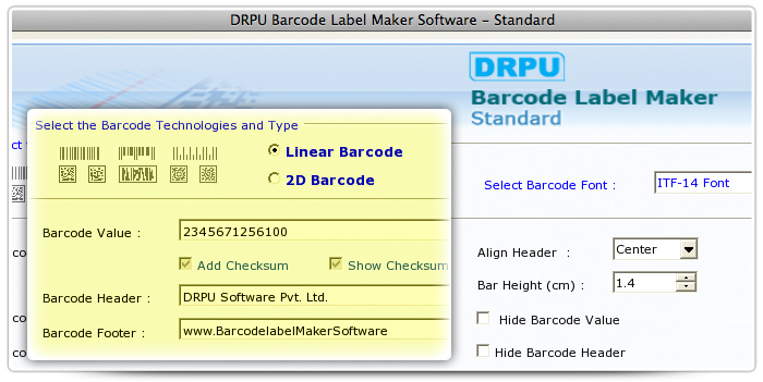 Barcode label Maker Software Designed ITF-14 Font