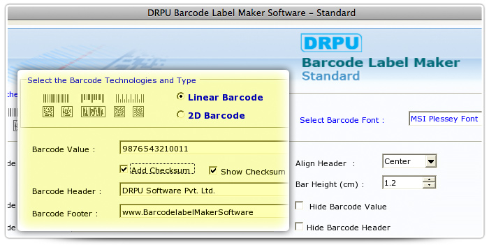 Barcode label Maker Software Designed MSI Plessey Font