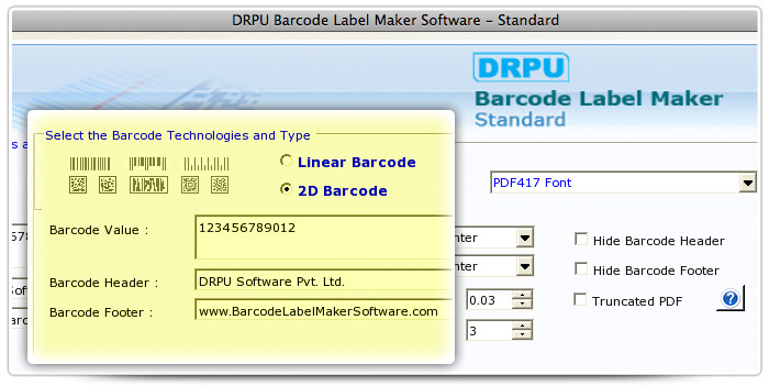 Barcode label Maker Software Designed Databar PDF417 Font