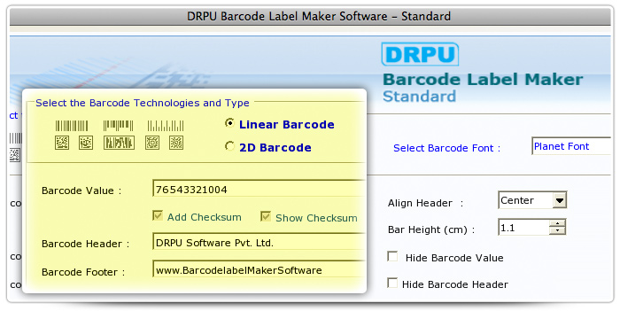Barcode label Maker Software Designed Planet Font