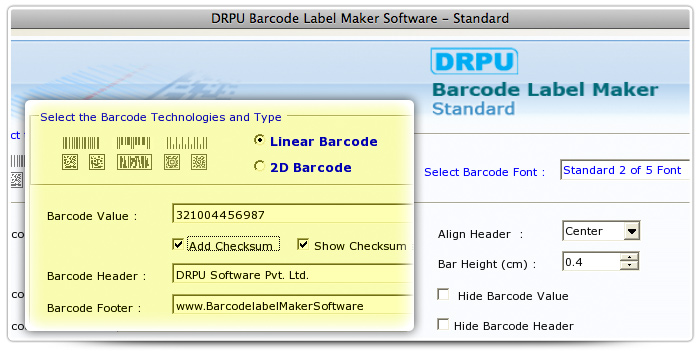 Barcode label Maker Software Designed Standard 2 of 5 Font
