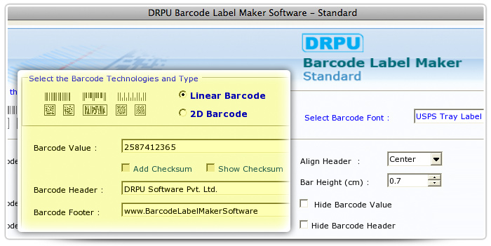 Barcode label Maker Software Designed USPS Tray Label Font