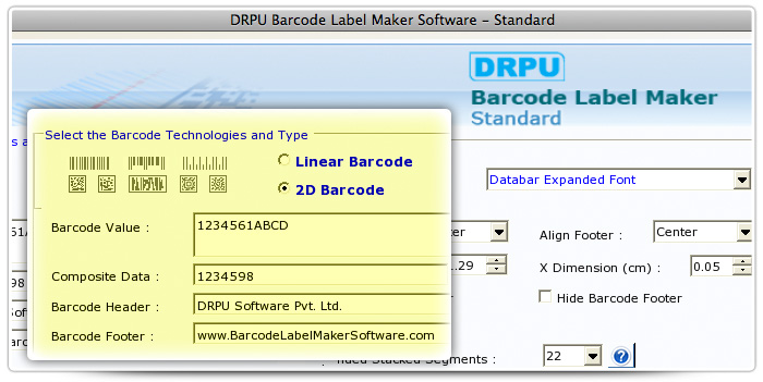 Barcode label Maker Software Designed Databar Expended Font