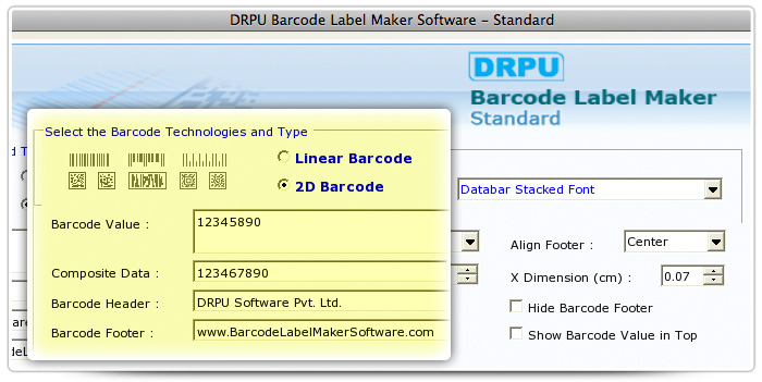 Barcode label Maker Software Designed Databar Stacked Font