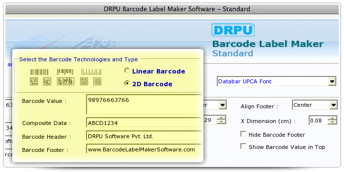 Barcode label Maker Software Designed Databar UPCA Font