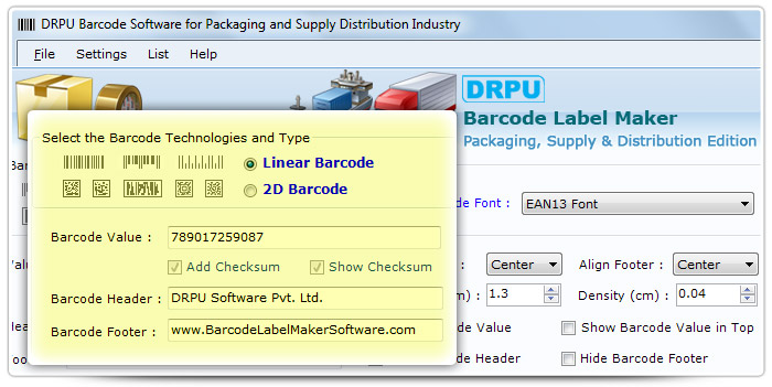 Barcode label Maker Software Designed Databar EAN 13 Font