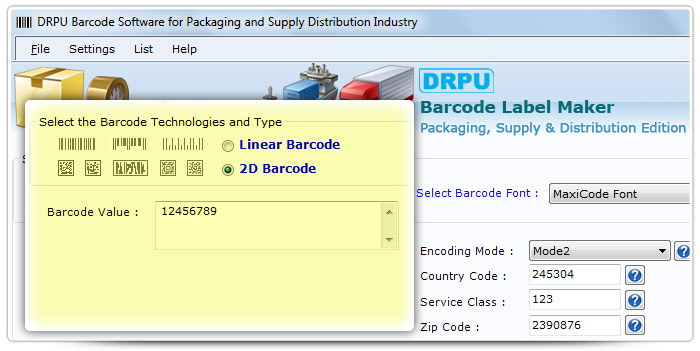 Barcode label Maker Software Designed Maxicode Font