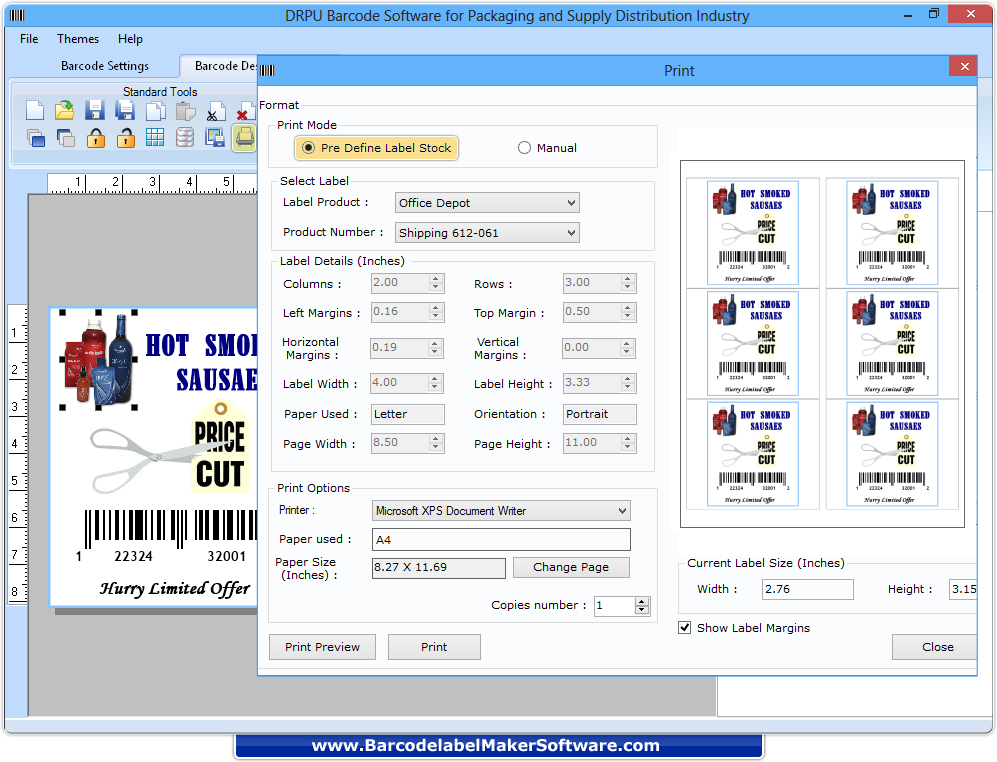 Screenshots of Barcode Label Maker Software for Distribution Industry
