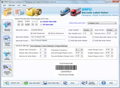 Make barcode for Packaging, Supply & Distribution Industry
