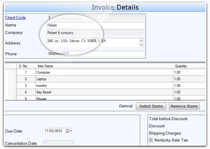Creating Invoice list of the goods