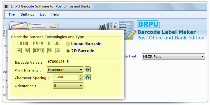 Barcode label Maker Software Designed MICR Font