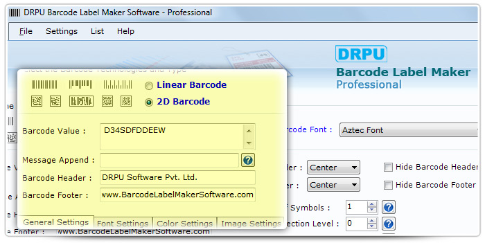 Barcode label Maker Software Designed Aztec Font