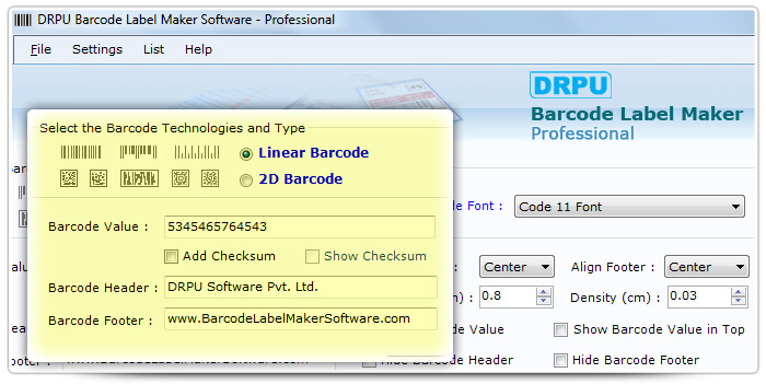 Barcode label Maker Software Designed Code 11  Font