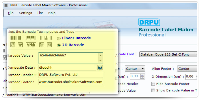 Barcode label Maker Software Designed Databar Code 128 Set C Font 
