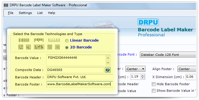 Barcode label Maker Software Designed Databar Code 128 Font