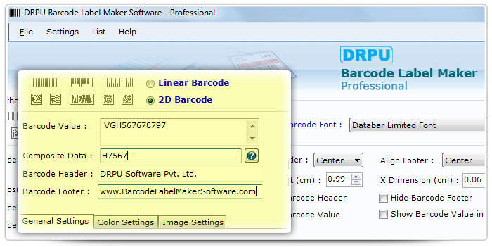 Barcode label Maker Software Designed Databar Limited  Font